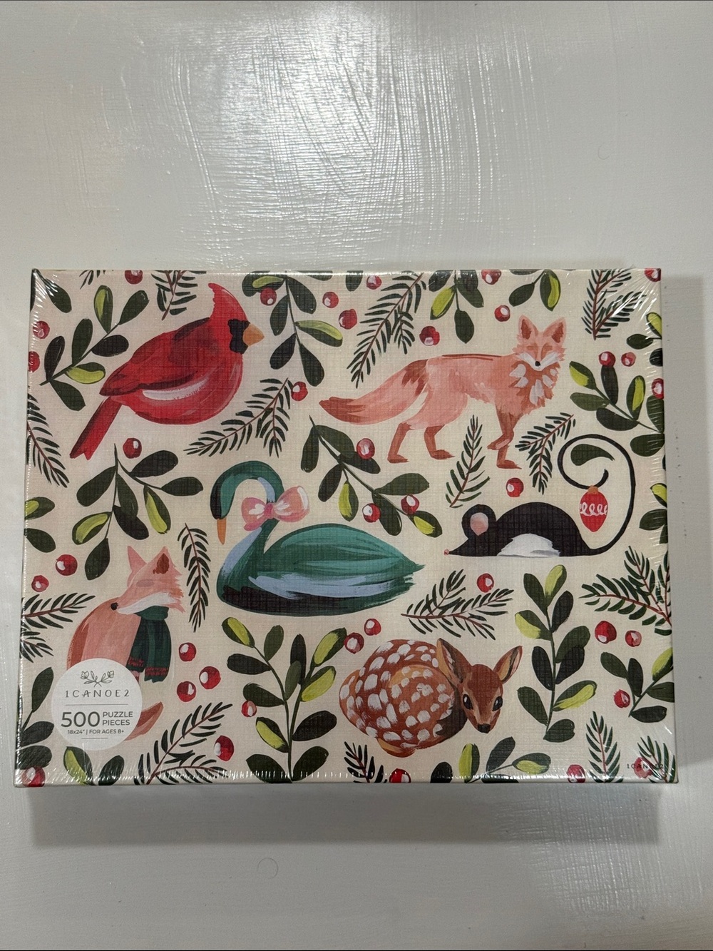 Puzzle 500 pieces Pets & Forest Animals Bird Toy Puzzle - Cream with Red & Green